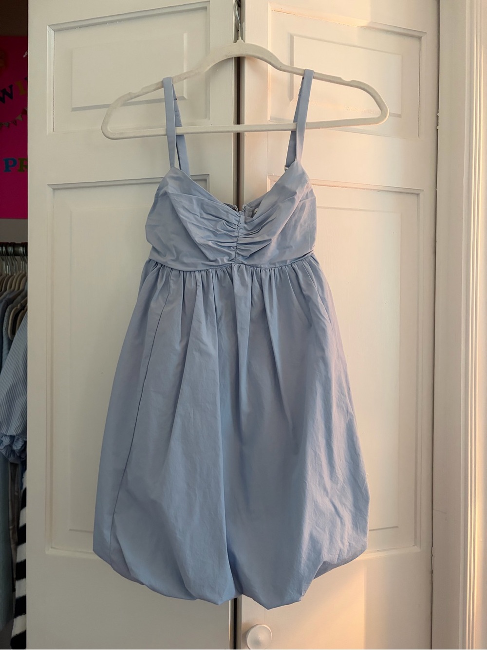 Abercrombie & Fitch Pale Blue Ruched Strap Cupcake Dress
